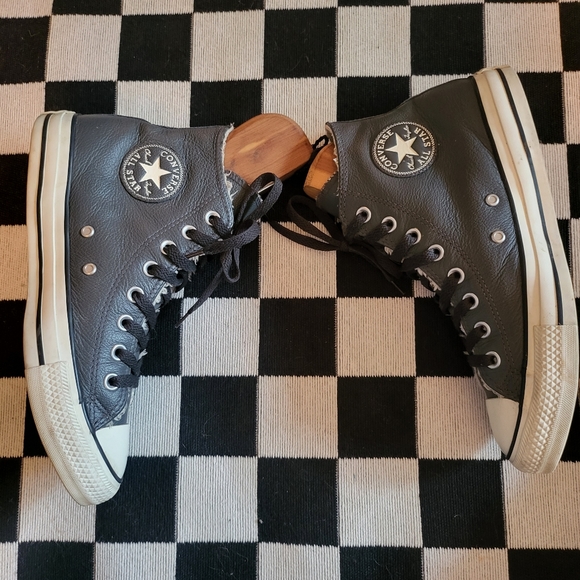 Converse Allstar Grey Leather Faux Fur Hi Storm~LNEUC (Mens7) Unisex (Wmn9) - Picture 3 of 11